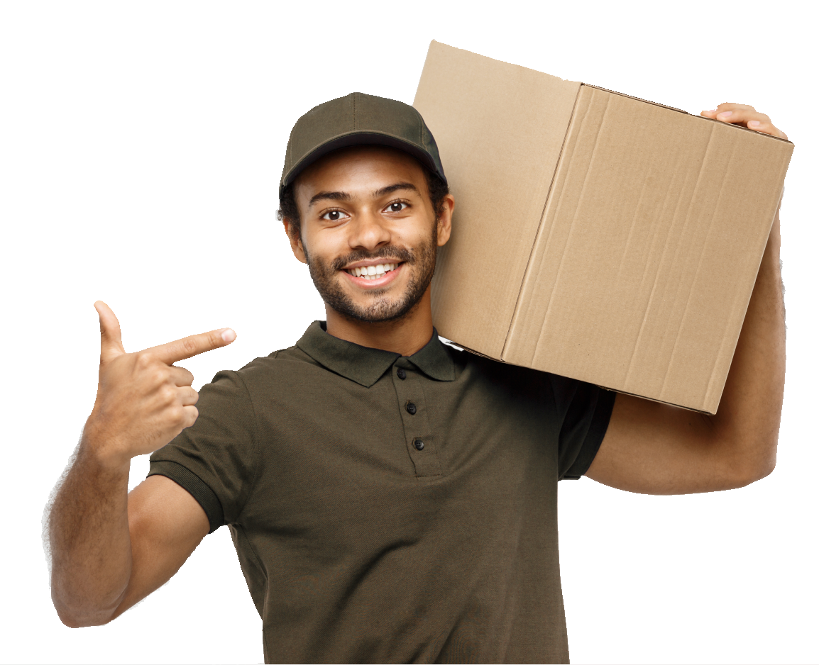 A guy holding a box